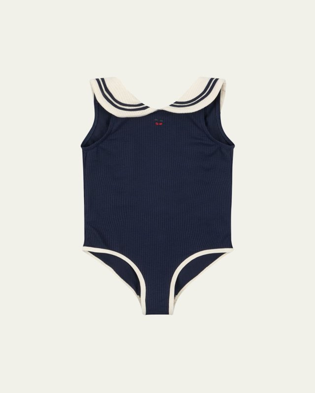 Girl's Sailor Ribbed Swimsuit, Size 12M-6
